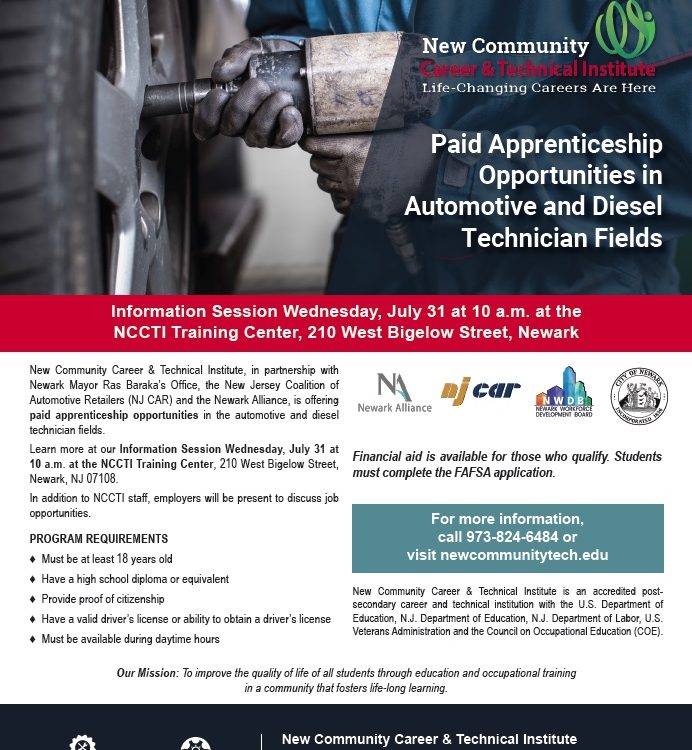 Flyer with information about the Paid Apprenticeship Opportunities Information Session