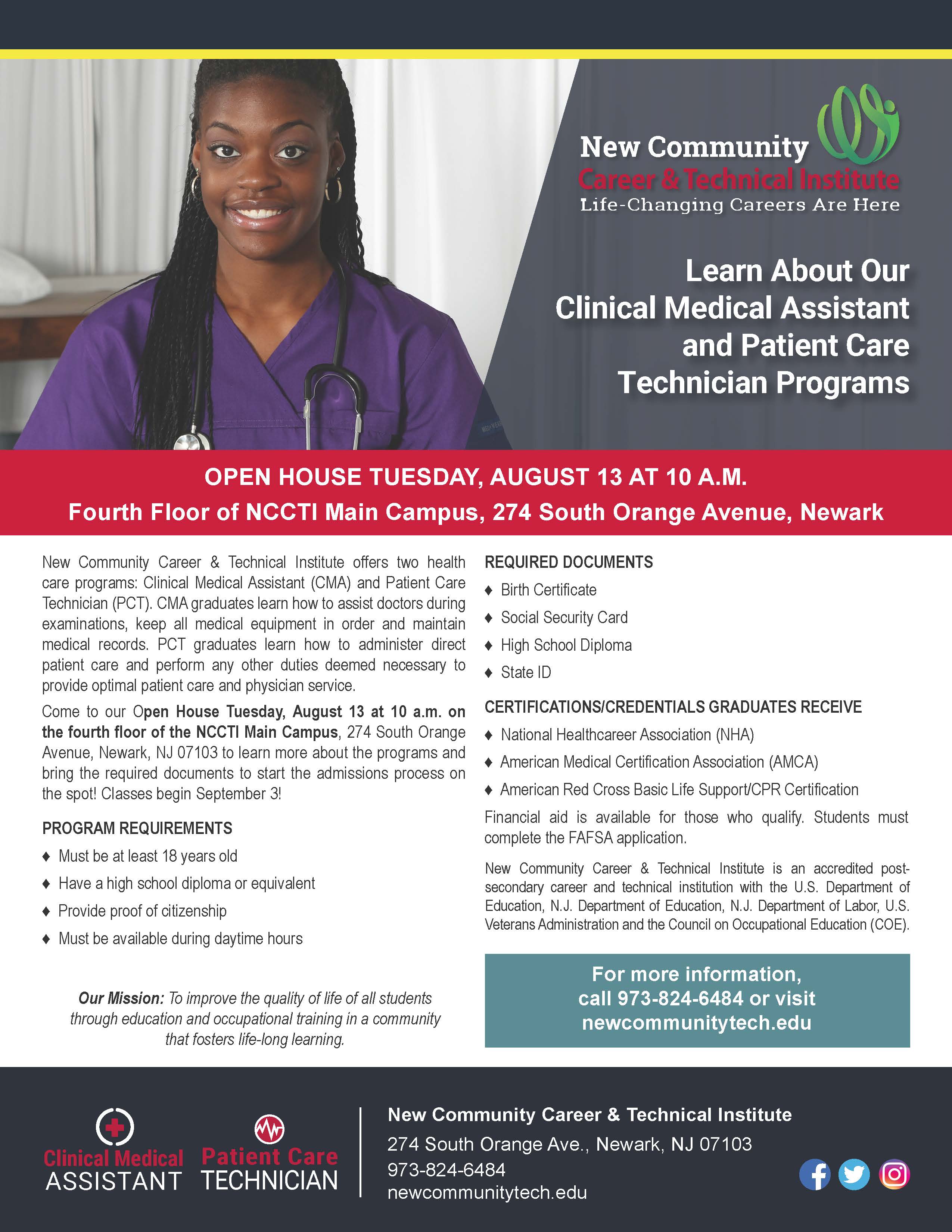 Flyer about Aug. 13, 2019 CMA and PTC Open House